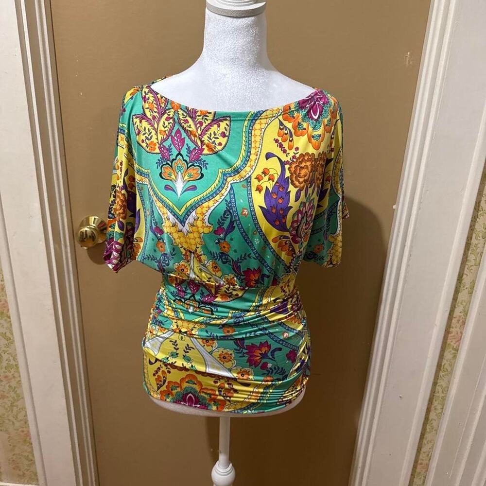 Multi colored paisley print blouse